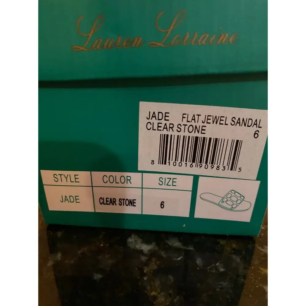 Brand New Lauren Lorraine Women's Size 6 Clear Stone Flat Jewel Sandals Slip On - Picture 8 of 8